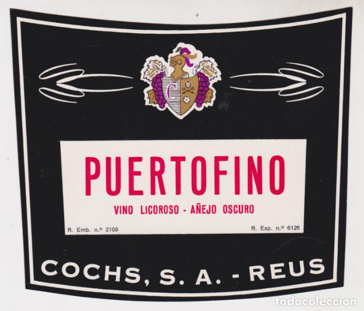 Etiquetas antiguas: ETIQUETA VINO LICOROSO A&Ntilde;EJO OSCURO PUERTOFINO &ndash; COCHS, S.A. - REUS