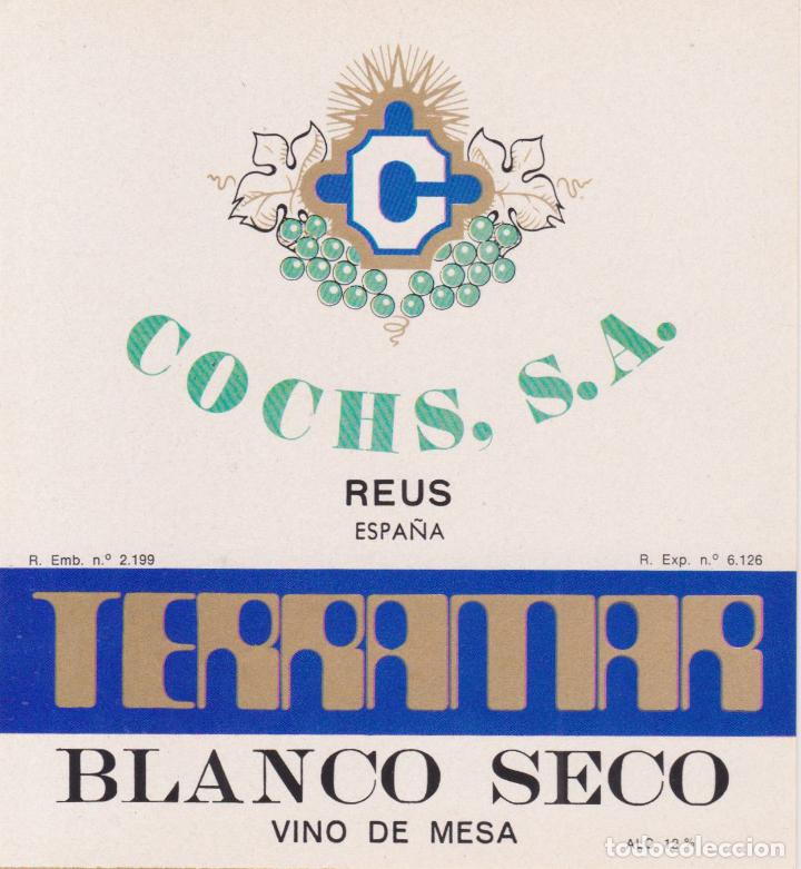 Etiquetas antiguas: ETIQUETA VINO DE MESA BLANCO SECO TERRAMAR &ndash; COCHS, S.A. - REUS
