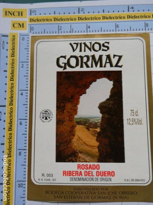 Etichette antiche: ETIQUETA DE BEBIDAS. VINO LICORES. VINOS GORMAZ ROSADO RIBERA DEL DUERO. 2204