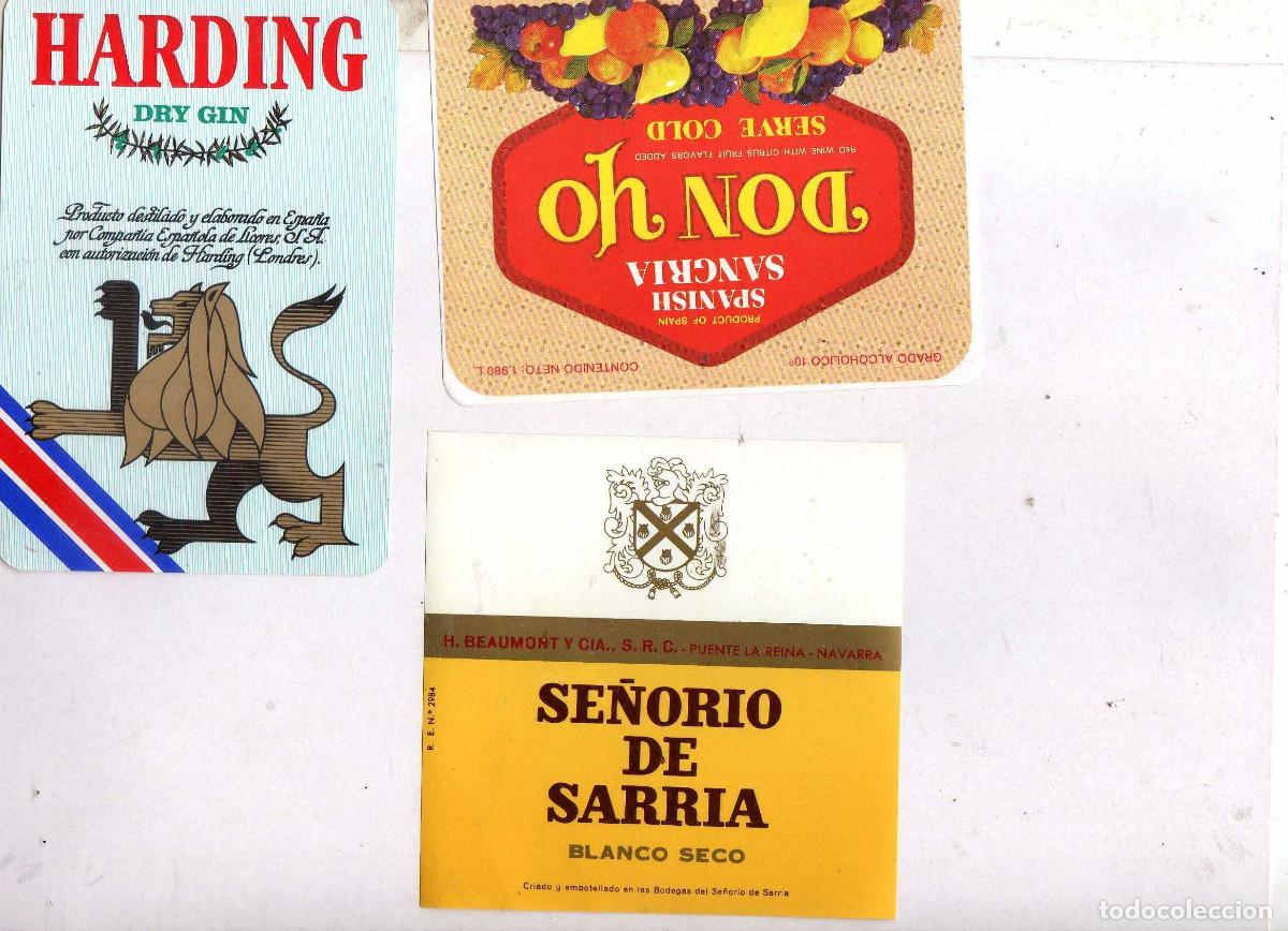 Etiquetas antiguas: TRES ETIQUETAS, SANGRIA, GINEBRA Y VINO