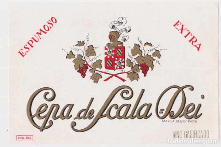 Etiquetas antiguas: ETIQUETA VINO GASIFICADO ESPUMOSO EXTRA - CEPA DE SCALA DEI