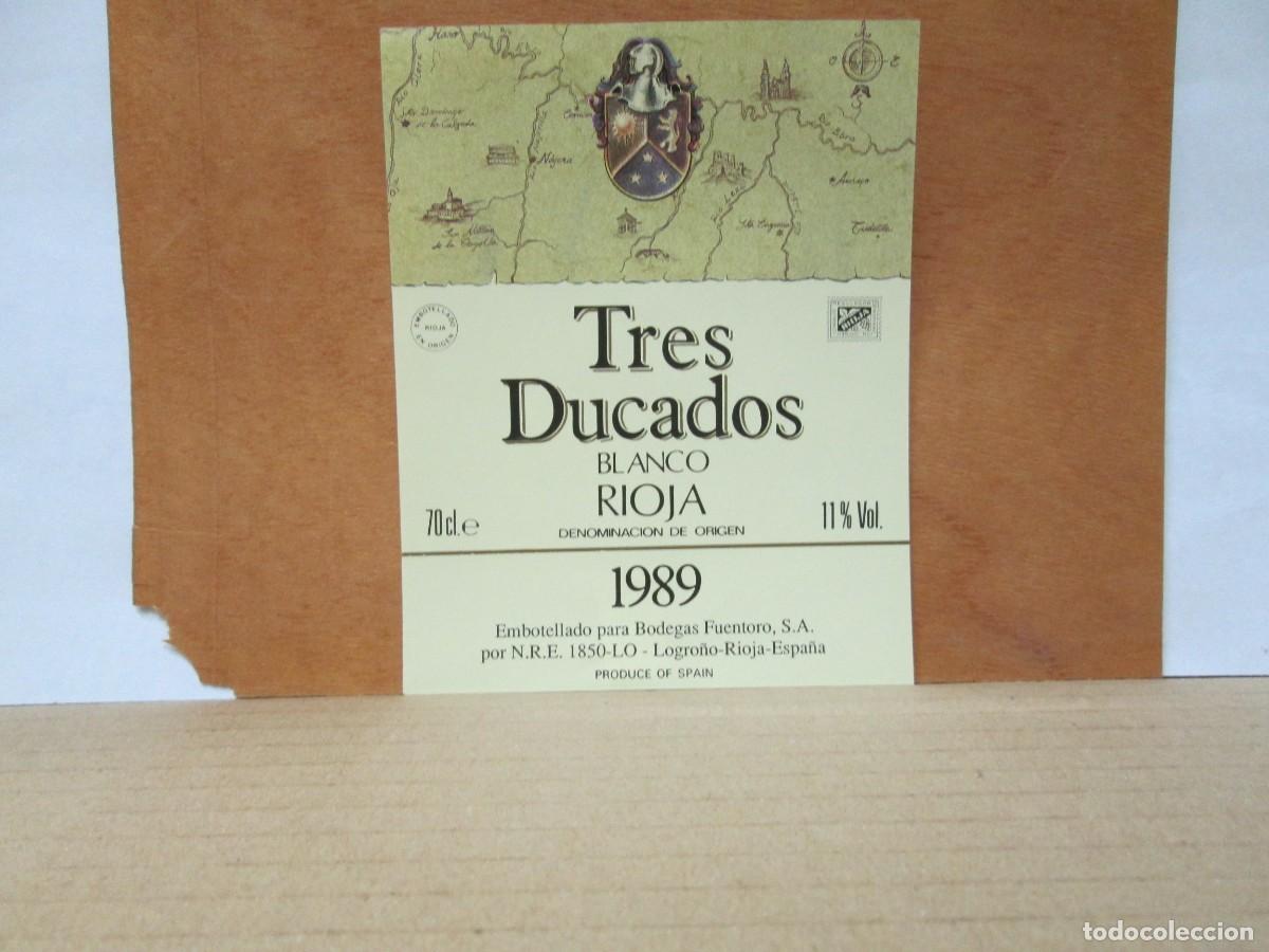 Old Labels: ANTIGUA ETIQUETA, VINO BLANCO TRES DUCADOS 1989