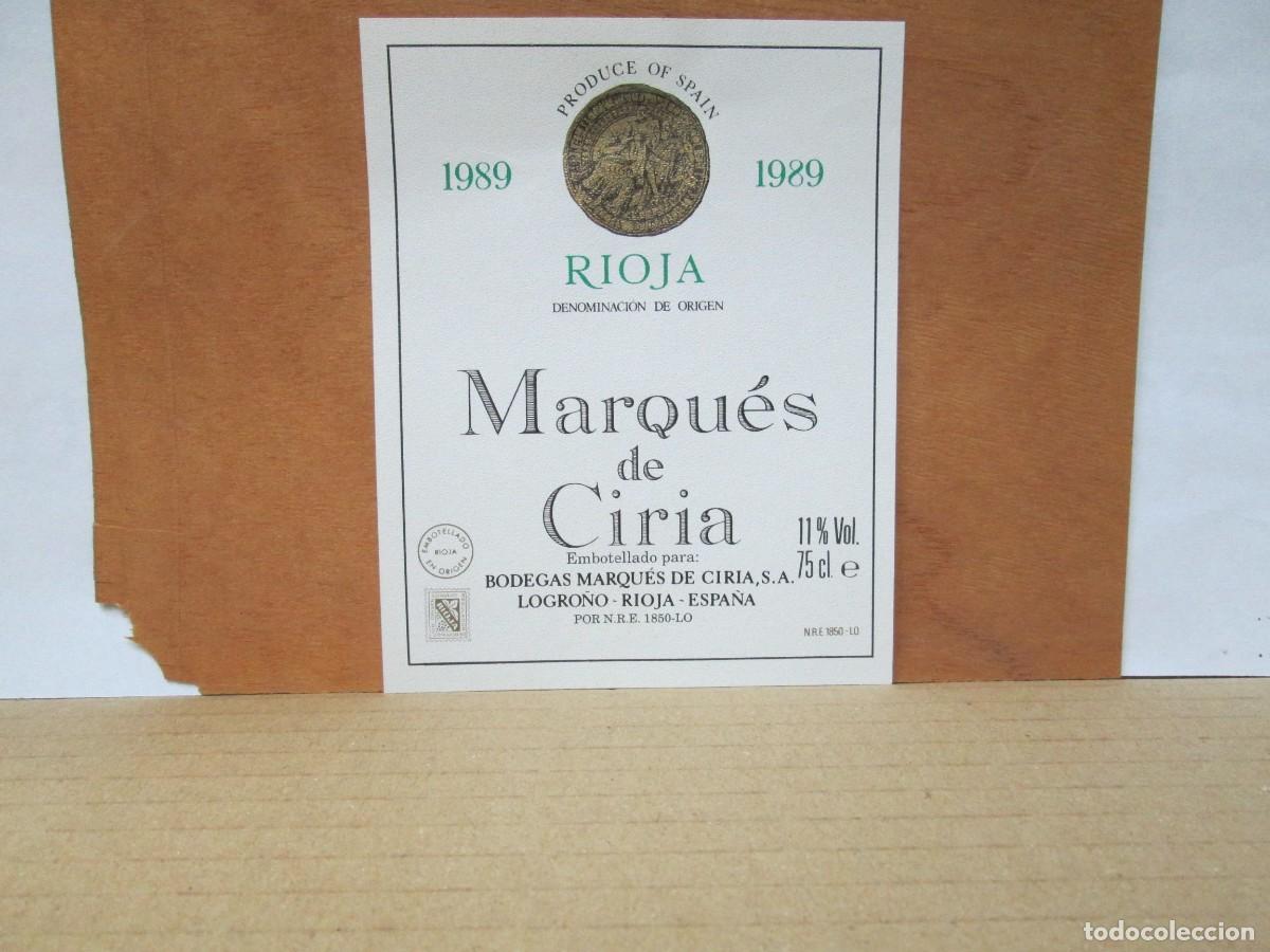 Etiquetas antigas: ANTIGUA ETIQUETA, VINO MARQUES DE CIRIA 1989