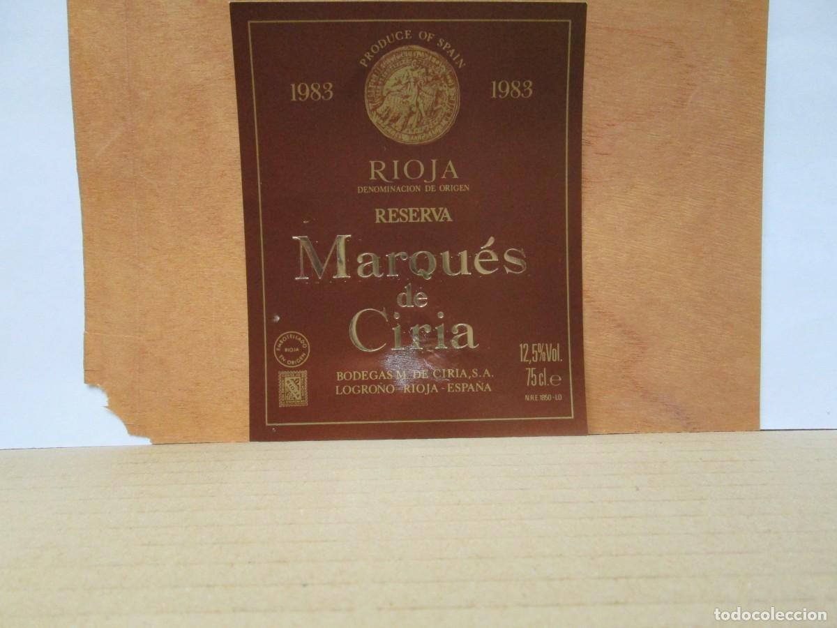 Etiquetas antigas: ANTIGUA ETIQUETA, VINO MARQUES DE CIRIA 1983 RESERVA