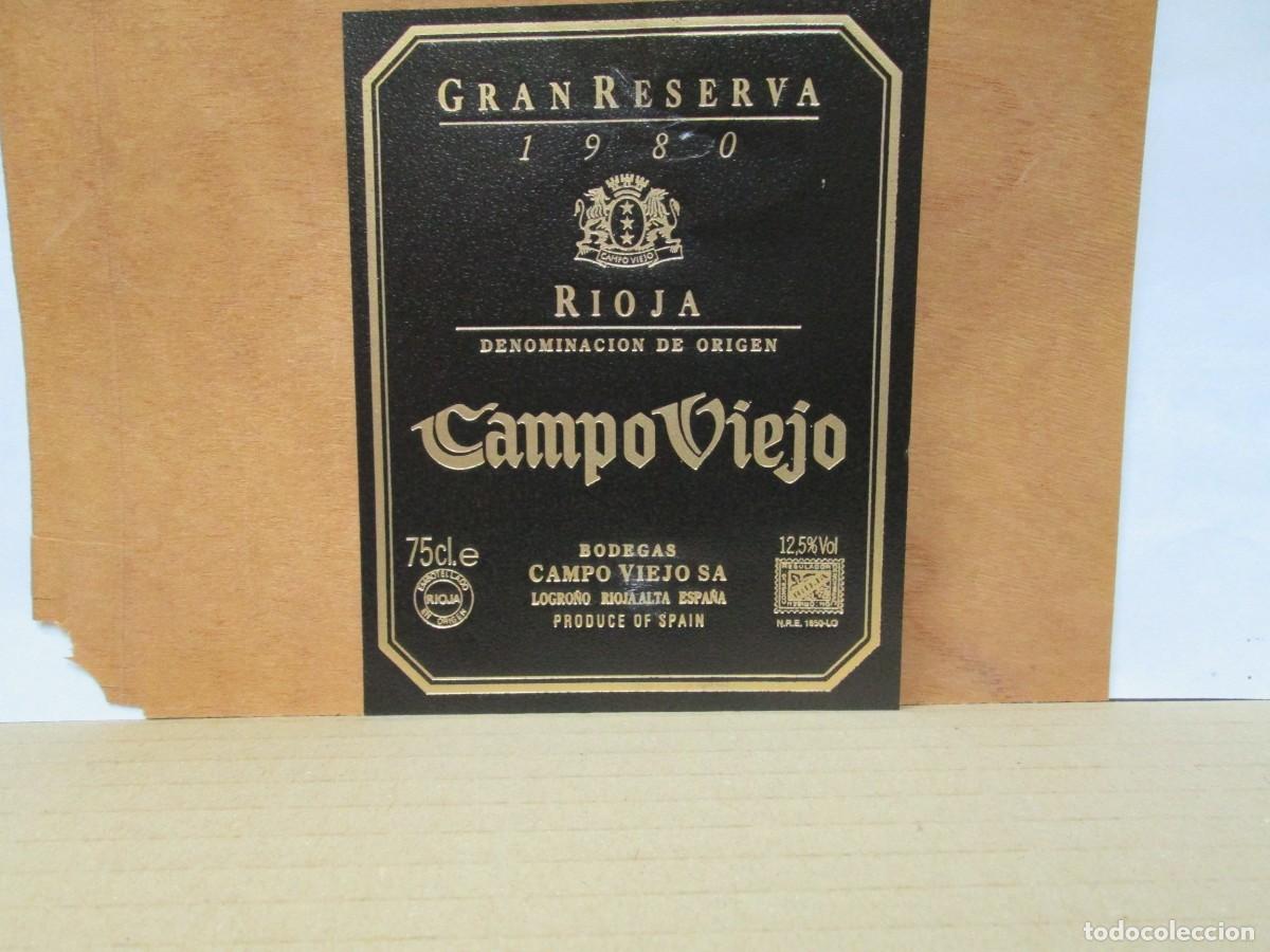 Etiquetas antigas: ANTIGUA ETIQUETA, VINO CAMPO VIEJO GRAN RESERVA 1980