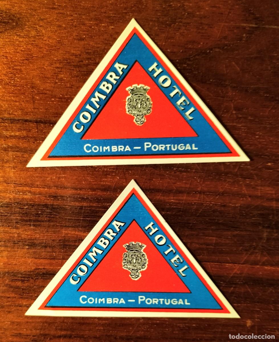 Etiquetas antiguas: 2 ANTIGUAS ETIQUETAS DE EQUIPAJE DEL HOTEL COIMBRA, COIMBRA (PORTUGAL)