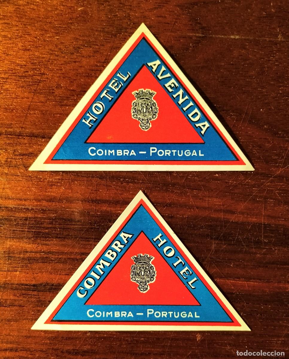 Etiquetas antiguas: 2 ANTIGUAS ETIQUETAS DE EQUIPAJE DEL HOTEL COIMBRA Y DEL HOTEL AVENIDA, COIMBRA (PORTUGAL)