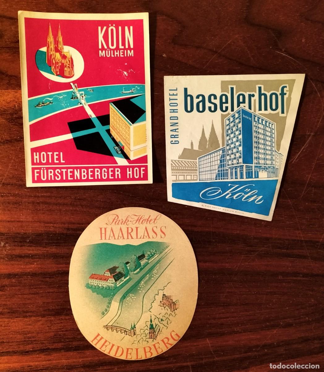 Etiquetas antiguas: 3 ANTIGUAS ETIQUETAS DE EQUIPAJE DE HOTELES ALEMANES (ALEMANIA)