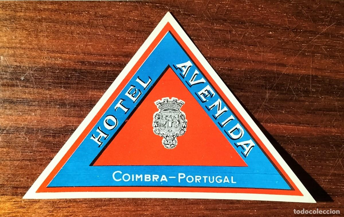 Etiquetas antiguas: ANTIGUA ETIQUETA DE EQUIPAJE DEL HOTEL AVENIDA, COIMBRA (PORTUGAL). MODELO GRANDE