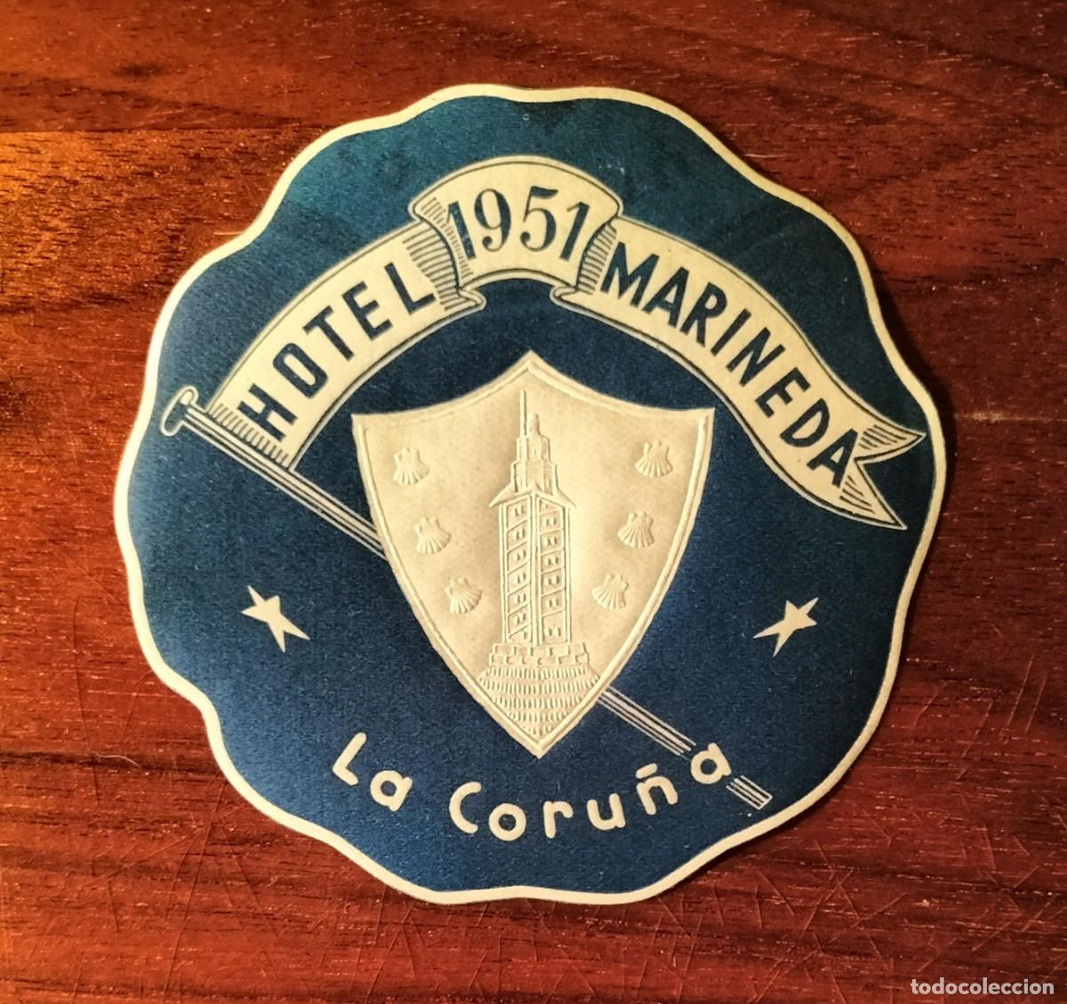 Etiquetas antiguas: ANTIGUA ETIQUETA DE EQUIPAJE DEL HOTEL MARINEDA, LA CORU&Ntilde;A