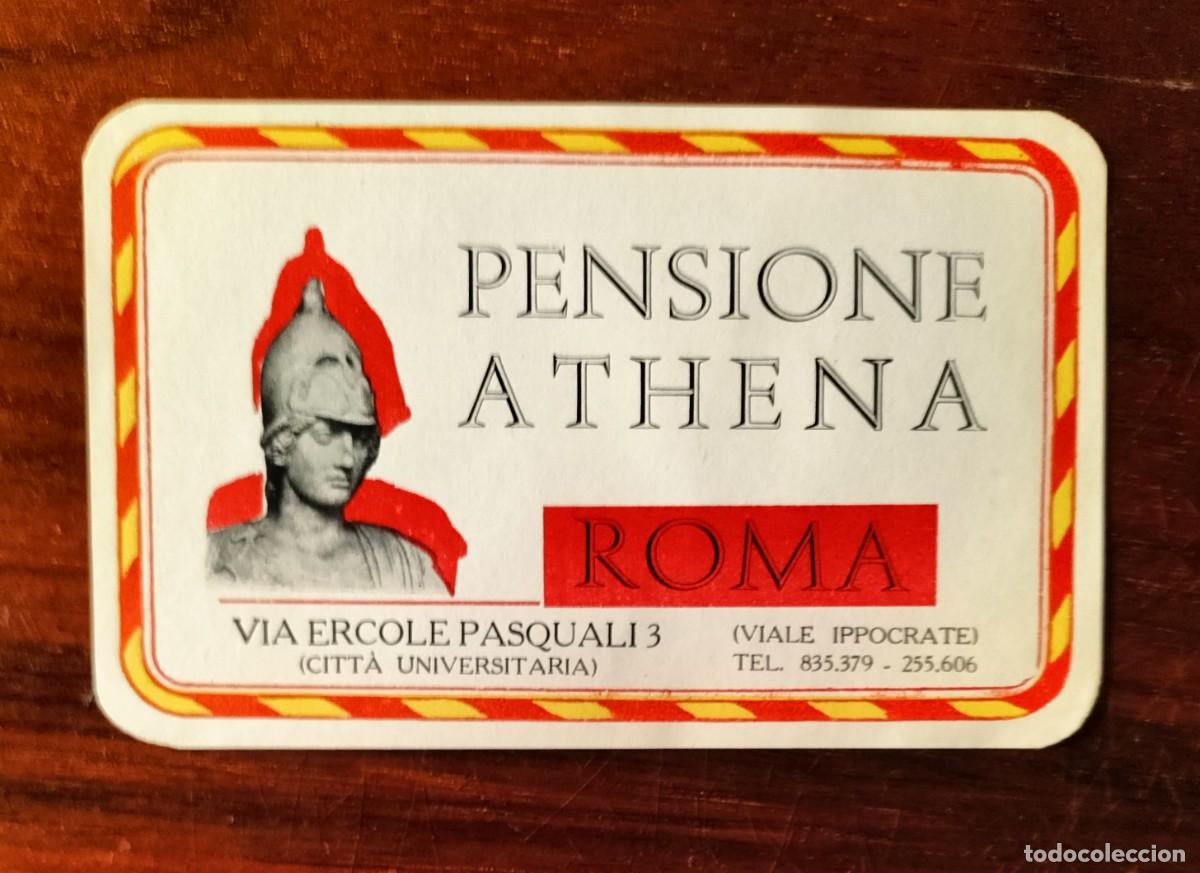 Alte Etiketten: ANTIGUA ETIQUETA DE EQUIPAJE DEL HOTEL PENSIONE ATHENA, ROMA (ITALIA)