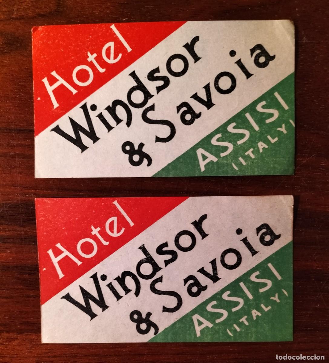 Etiquetas antiguas: 2 ANTIGUAS ETIQUETAS DE EQUIPAJE DEL HOTEL WINDSOR & SAVOIA, ASSISI (ITALIA)