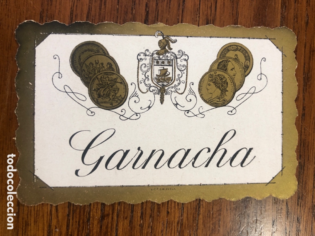 Etiquetas antiguas: ETIQUETA PARA BOTELLA GARNACHA SIN USAR - Foto 1