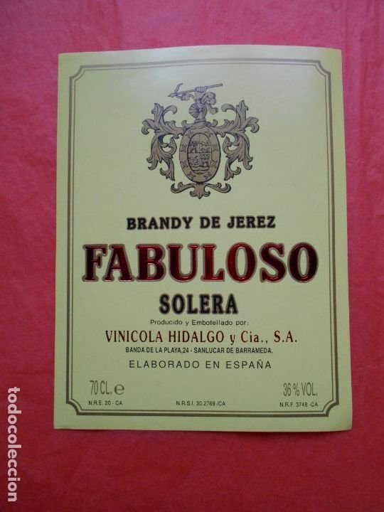 Etiquetas antiguas: ETIQUETA DE VINO FABULOSO SOLERA