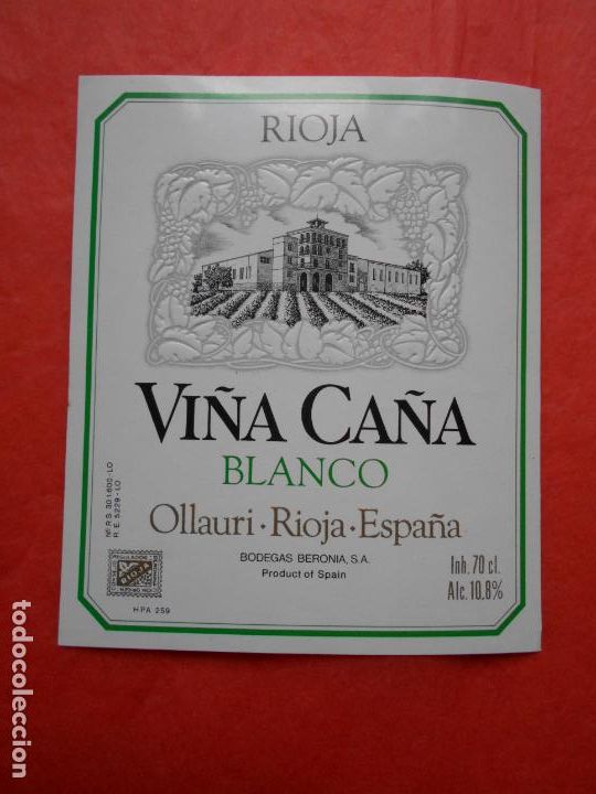 Etiquetas antiguas: Etiqueta de vino Rioja Vi&ntilde;a Ca&ntilde;a blanco