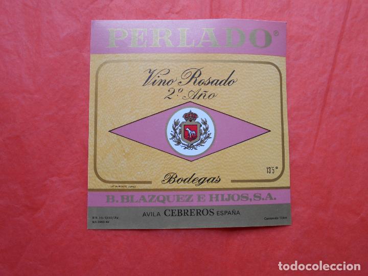 Etiquetas antiguas: Etiqueta de vino Perlado Rosado