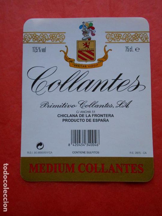 Etiquetas antiguas: Etiqueta de vino G.E. Bazan Primitivo Collantes