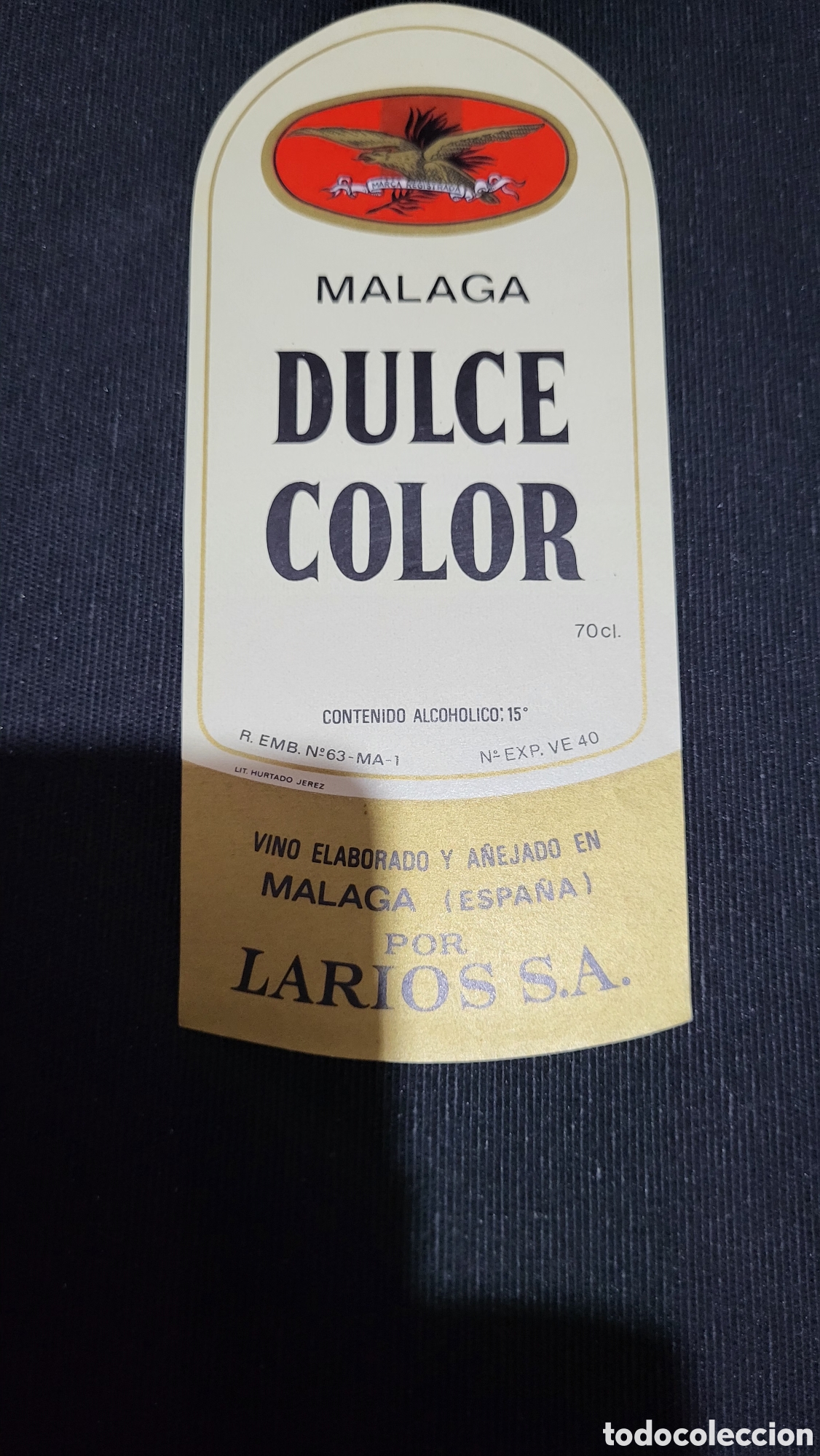 Etiquetas antiguas: Etiqueta Vino dulce color