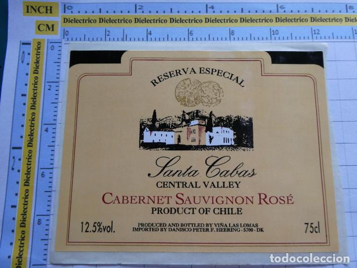 Alte Etiketten: ETIQUETA DE BEBIDAS. VINO LICORES. CHILE SANTA CABAS CENTRAL VALLEY . 105