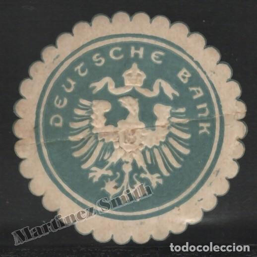 Old Labels: Antigua Etiqueta Circular Deutsche Bank - Banco Alem&aacute;n - 4 cm di&aacute;metro #LJM23