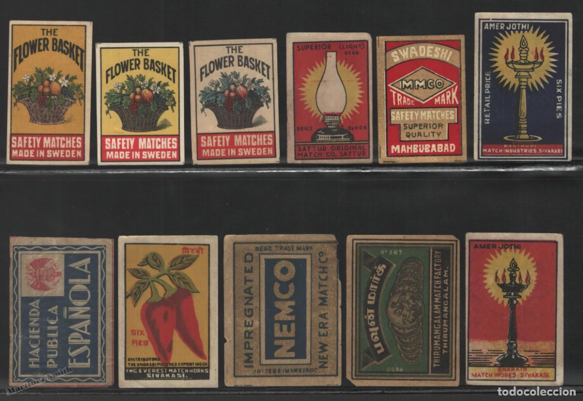 Old Labels: Lote de 11 Antiguas Etiquetas Cajas Cerillas / F&oacute;sforos - Diferentes Pa&iacute;ses - #LJM23