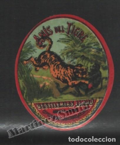 Old Labels: Etiqueta Peque&ntilde;a An&iacute;s del Tigre Destilerias Llado - Arrenys de Munt - 2,8 x 3,5 cm - #LJM23