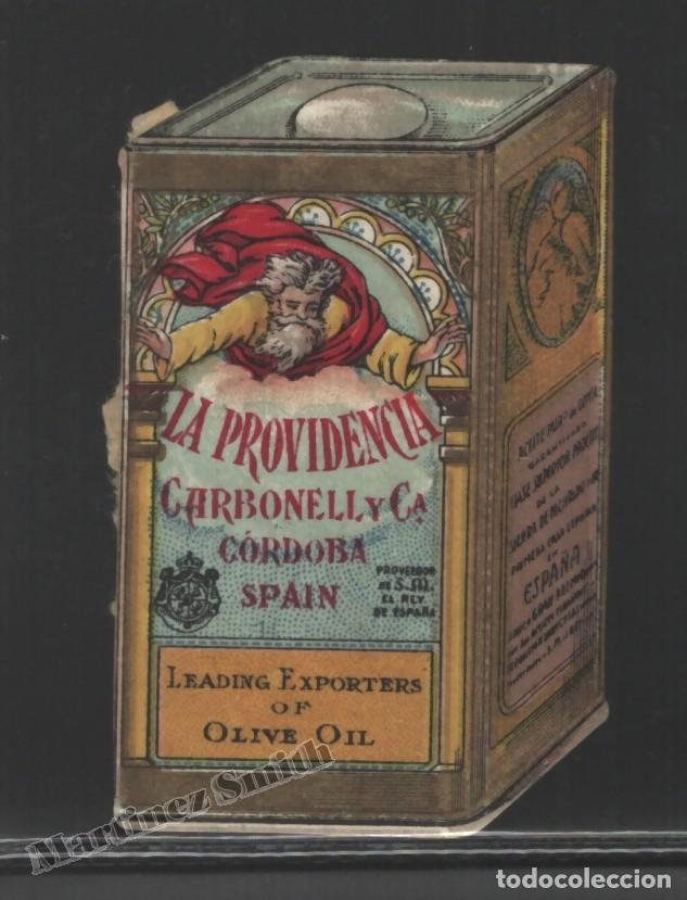 Old Labels: Antigua Etiqueta Aceite La Providencia Carbonell C&oacute;rdoba - Forma Lata - 3,8 x 6 cm - #LJM23