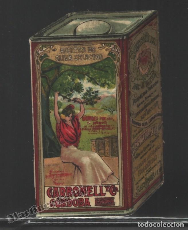 Old Labels: Antigua Etiqueta Aceite de Oliva Selectos Carbonell C&oacute;rdoba - Forma Lata - 3,8 x 6 cm - #LJM23
