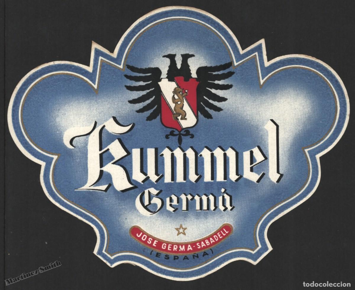 Old Labels: Etiqueta Licor Kummel Germa - Jose Germa Sabadell - Muy Buen Estado - 14,6 x 11,6 cm - #LJM23