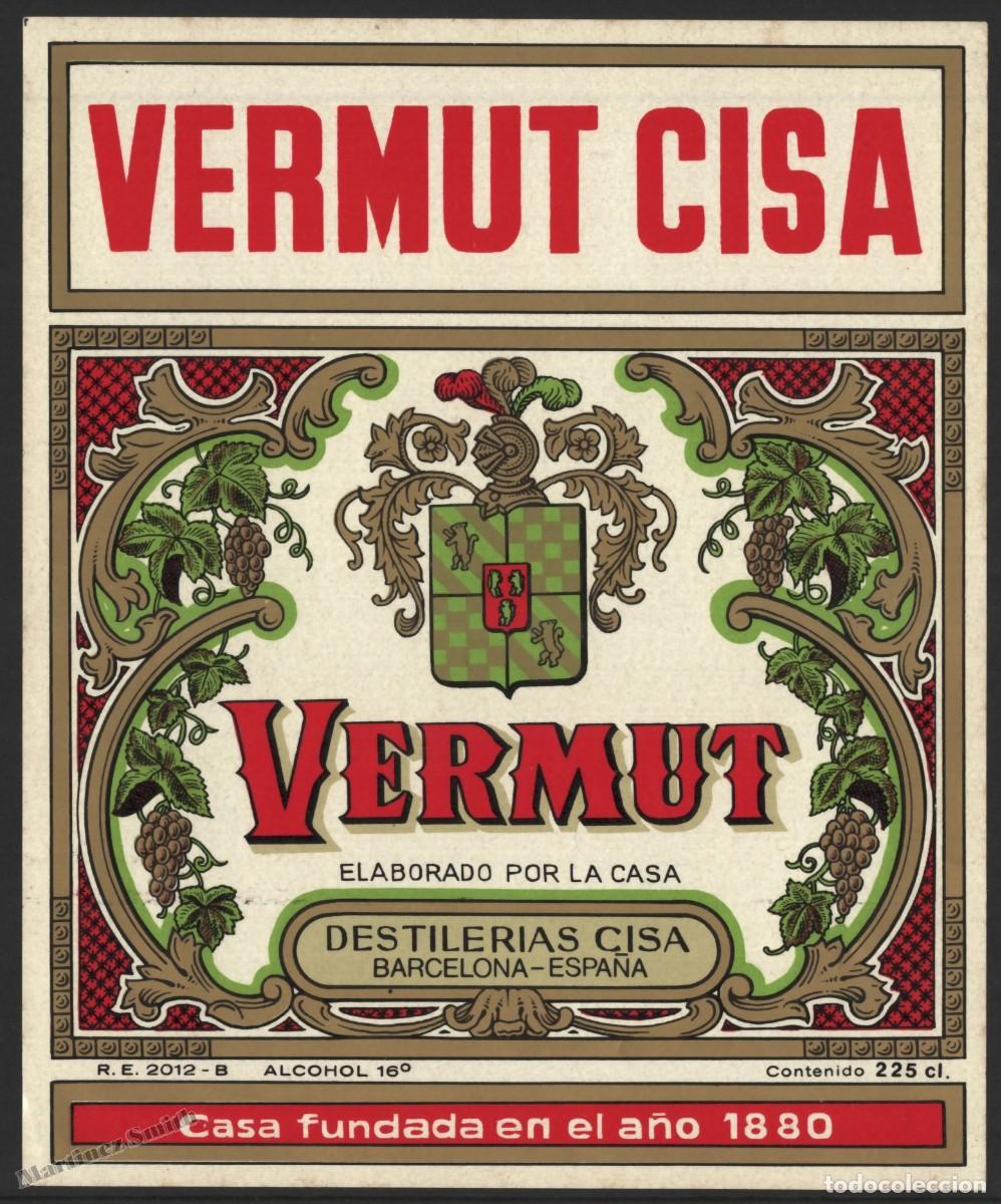 Old Labels: Etiqueta Vermut CISA Destilerias CISA Barcelona - 12,7 x 15,3 cm - #LJM23