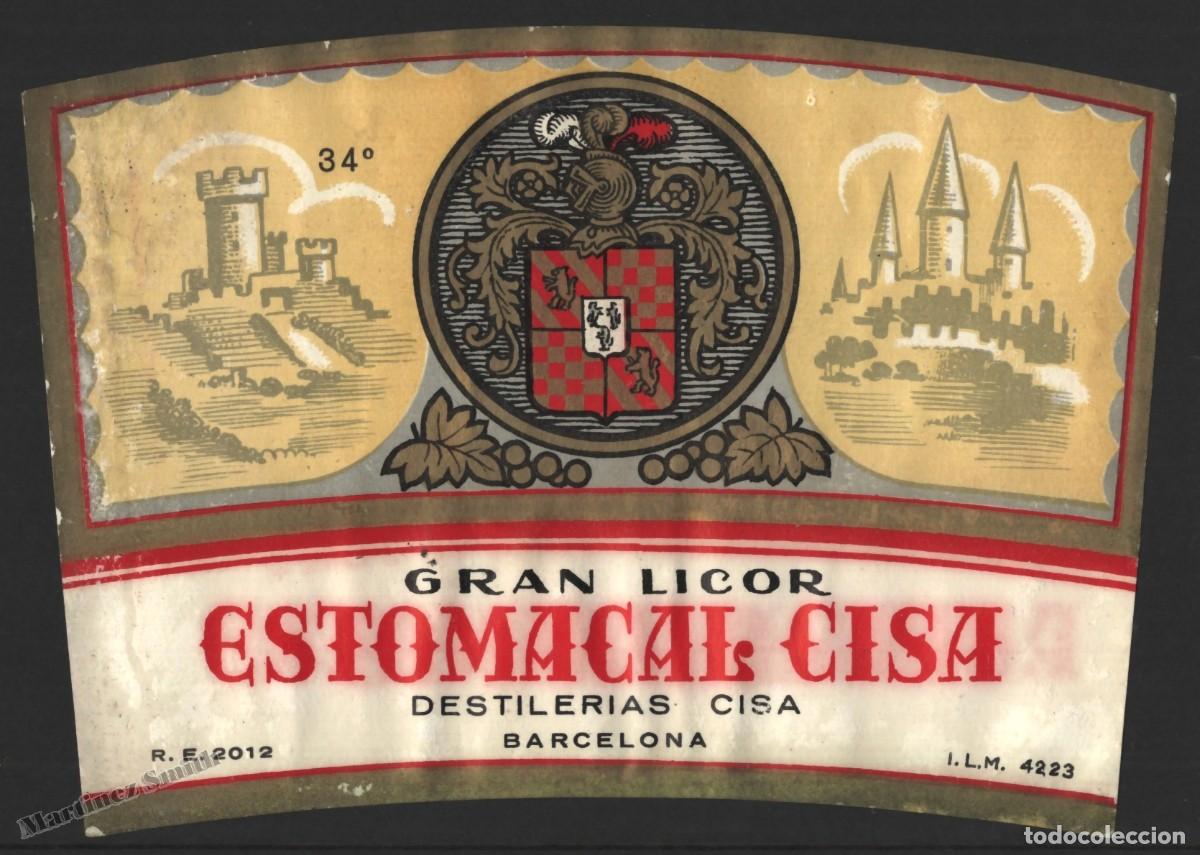 Old Labels: Etiqueta Gran Licor Estomacal CISA Destilerias CISA Barcelona - 13,5 x 9,3 cm - #LJM23