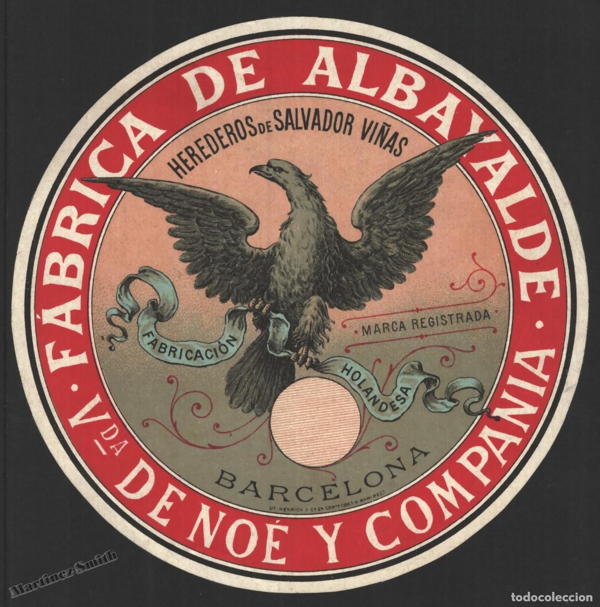 Old Labels: Etiqueta Circular Fabrica de Albayalde Viuda de No&eacute; y Compa&ntilde;ia Barcelona - 12,8 cm Di&aacute;metro - #LJM23