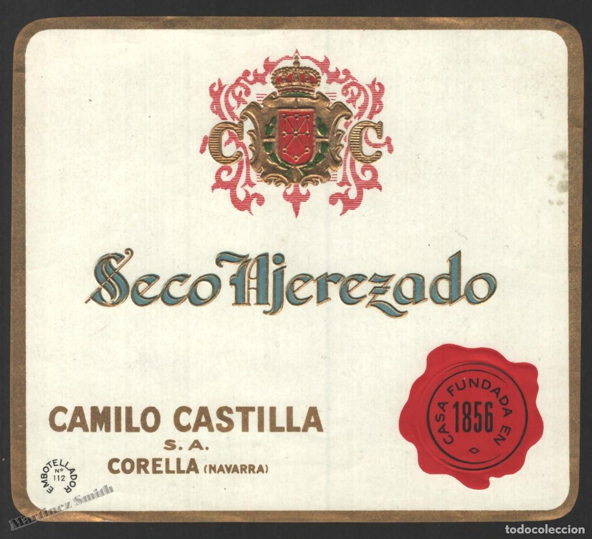 Old Labels: Etiqueta Seco Ajerezado - Camilo Castilla SA Corella Navarra - 13 x 11,5 cm - #LJM23