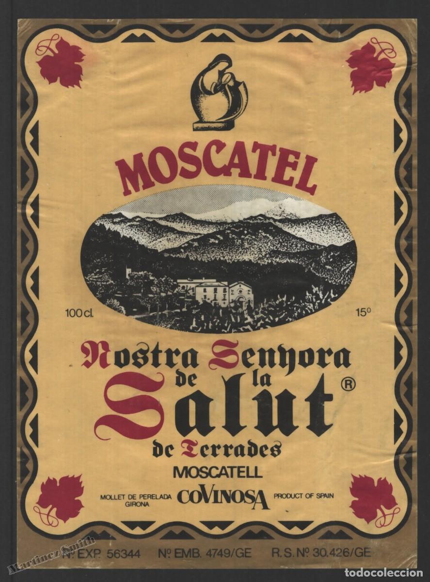 Old Labels: Etiqueta Moscatel Nostra Senyora de la Salut Terrades Covinosa Girona - 11 x 15 cm - #LJM23