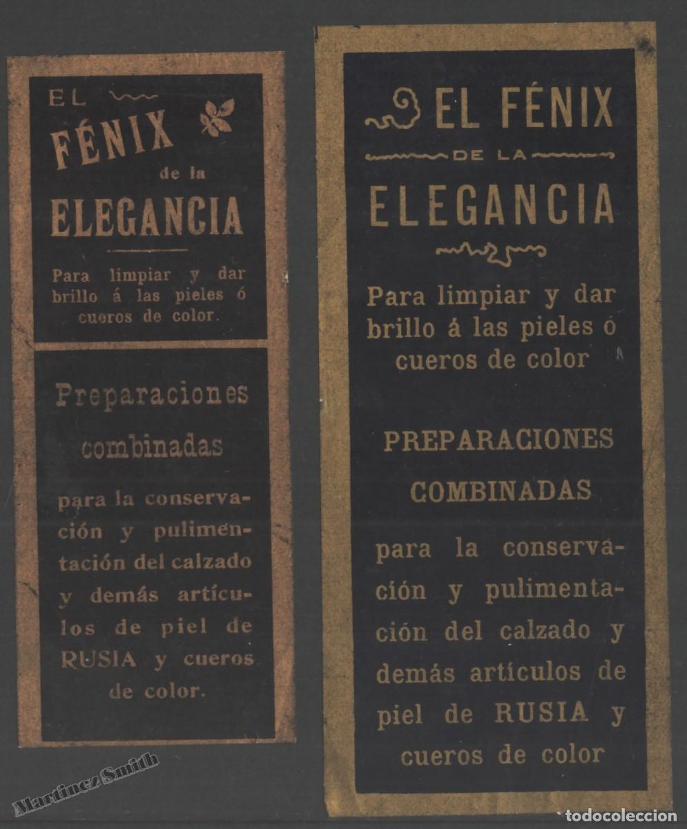 Old Labels: Etiquetas El Fenix de la Elegancia - Limpiador cuero piel de Rusia - 5,6 x 13 cm - #LJM23