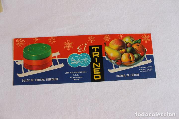 Old Labels: ETIQUETA DULCE DE FRUTAS TRICOLOR EL TRINEO MOLINA DE SEGURA MURCIA 1965