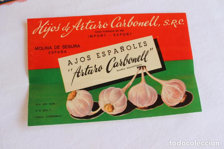 Etiquetas antigas: ETIQUETA AJOS ESPA&Ntilde;OLES ARTURO CARBONEL MOLINA DE SEGURA