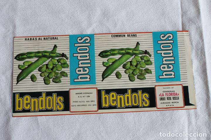 Old Labels: HABAS AL NATURAL CONSERVAS LA FLORIDA LORENZO VICENS ALGUAZAS MURCIA