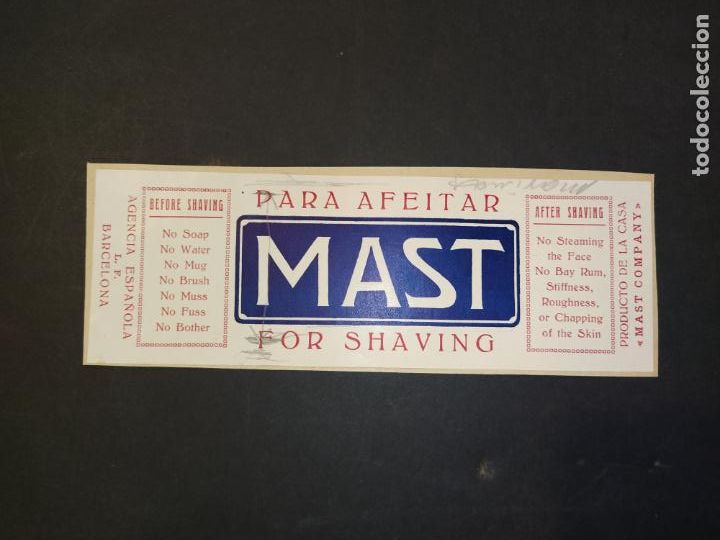 Old Labels: MAST PARA AFEITAR-ETIQUETA ANTIGUA-VER FOTOS-(K-10.577)