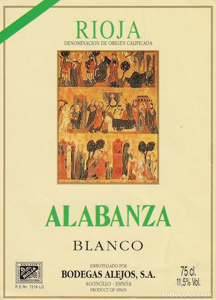 Etiquetas antiguas: Alabanza Blanco - Rioja Denominaci&oacute;n de Origen Calificada / Bodegas Alejos S.A. - Agoncillo