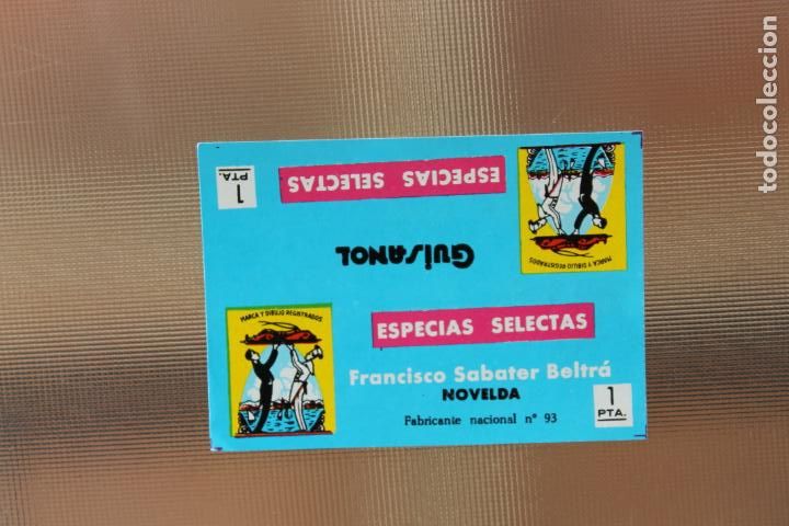 Old Labels: ETIQUETA ESPECIAS SELECTAS FRANCISCO SABATER BELTRA NOVELDA 1 PTA