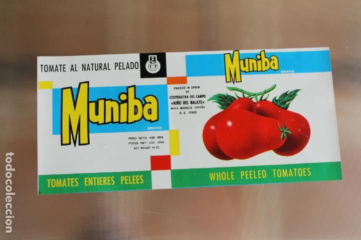 Etichette antiche: TOMATE AL NATURAL MUNIBA NI&Ntilde;O DEL BALATE MULA MURCIA