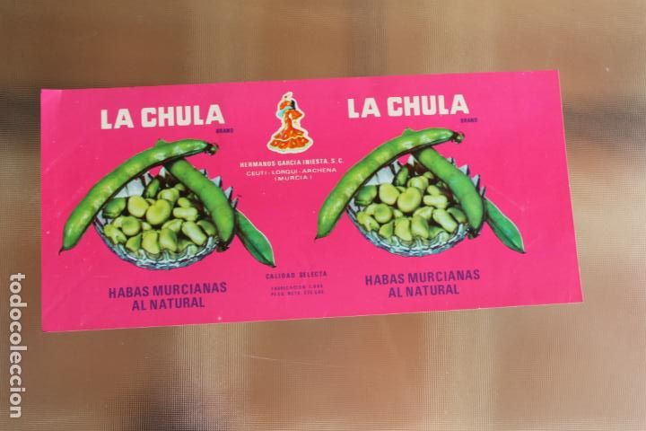 Etichette antiche: HABAS MURCIANAS AL NATURAL LA CHULA CEUTI LORQUI ARCHENA MURCIA 1965 N&ordm; 2