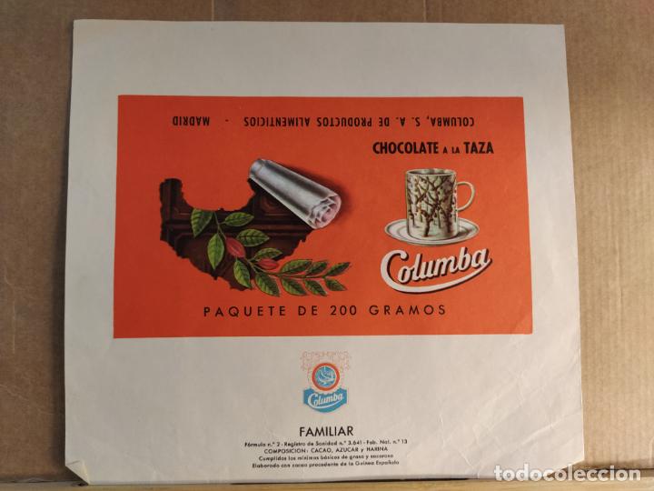 Etiquetas antiguas: CHOCOLATE A LA TAZA COLUMBA-ENVOLTORIO-ETIQUETA ANTIGUA-VER FOTOS-(K-10.787)
