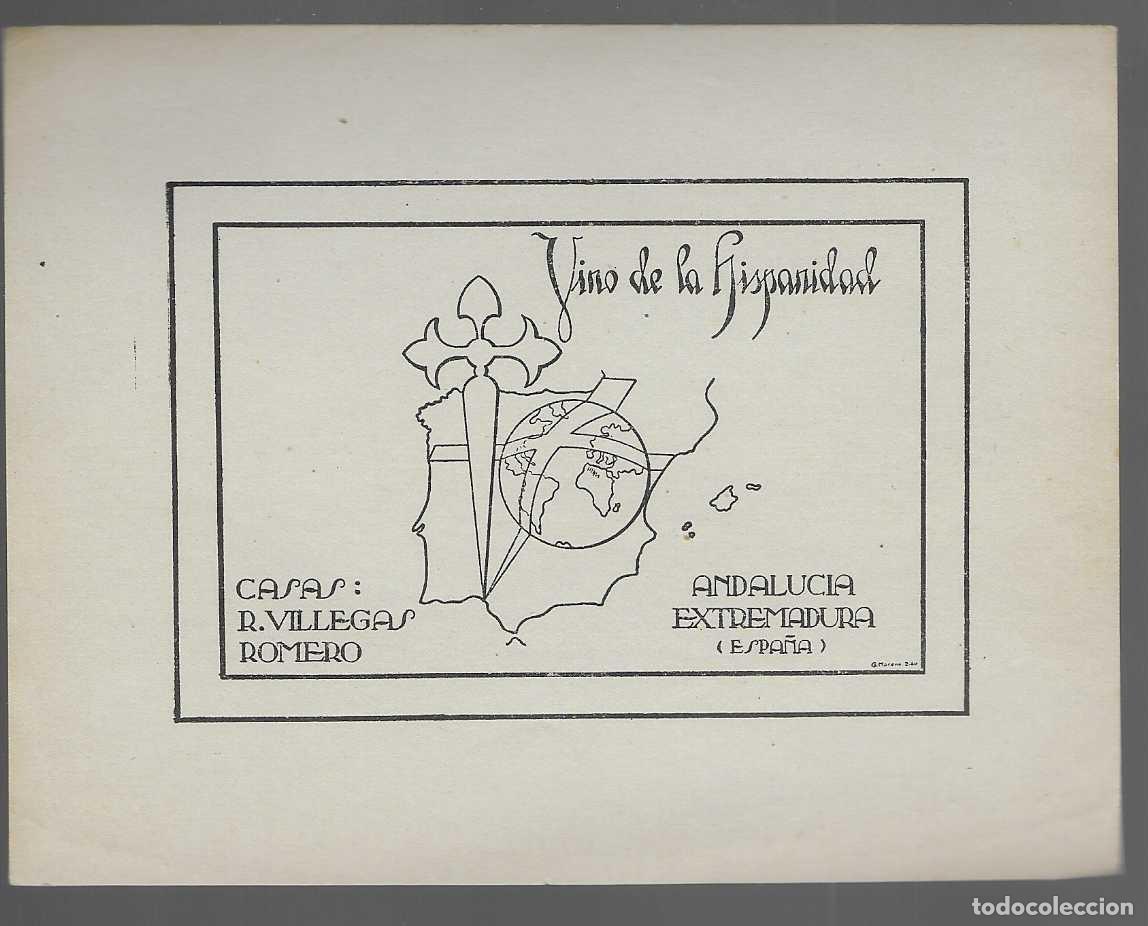 Etiquetas antiguas: ETIQUETA,- JEREZ,-VINO HISPANIDAD- CASAS R.VILLEGAS ROMERO-: 14 X 11 C.M. -VER FOTOS