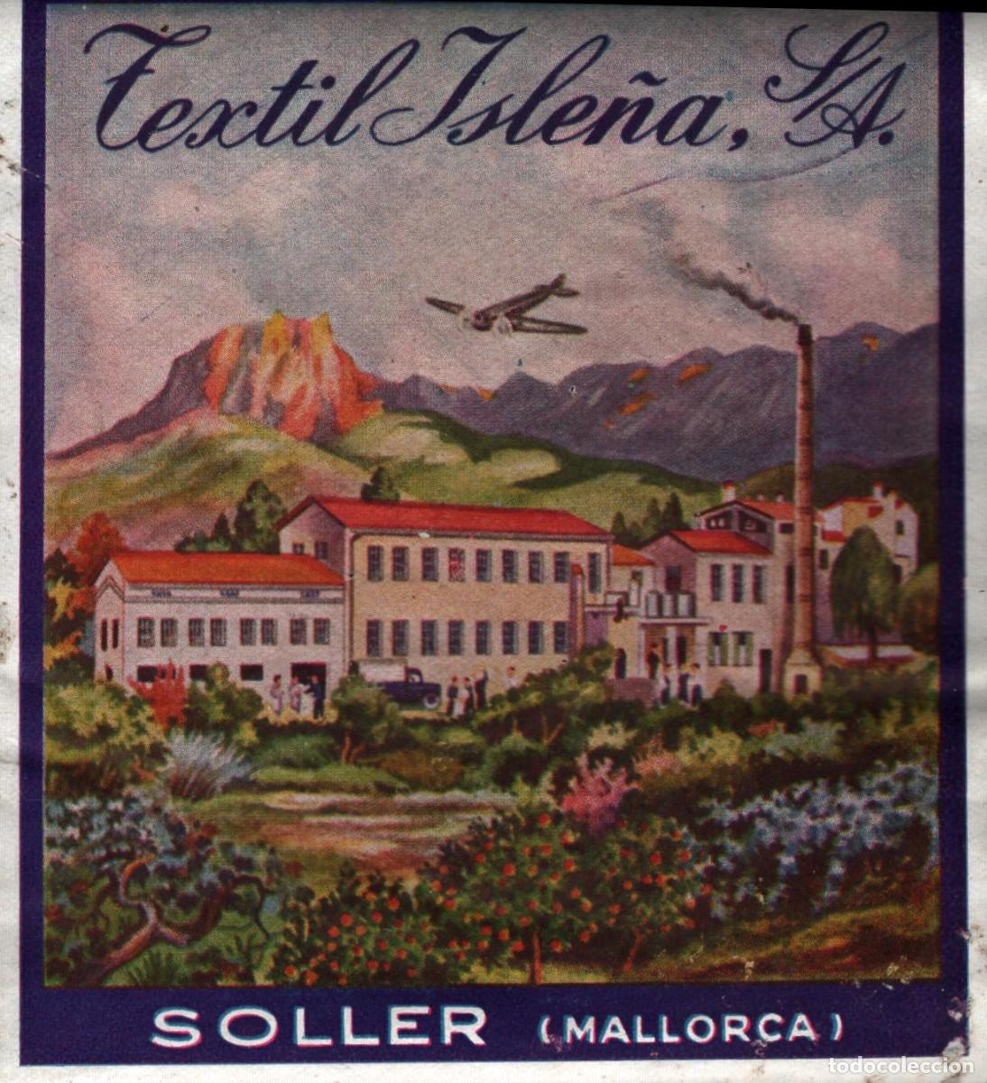Etiquetas antiguas: etiqueta textil Isle&ntilde;a Soller Mallorca