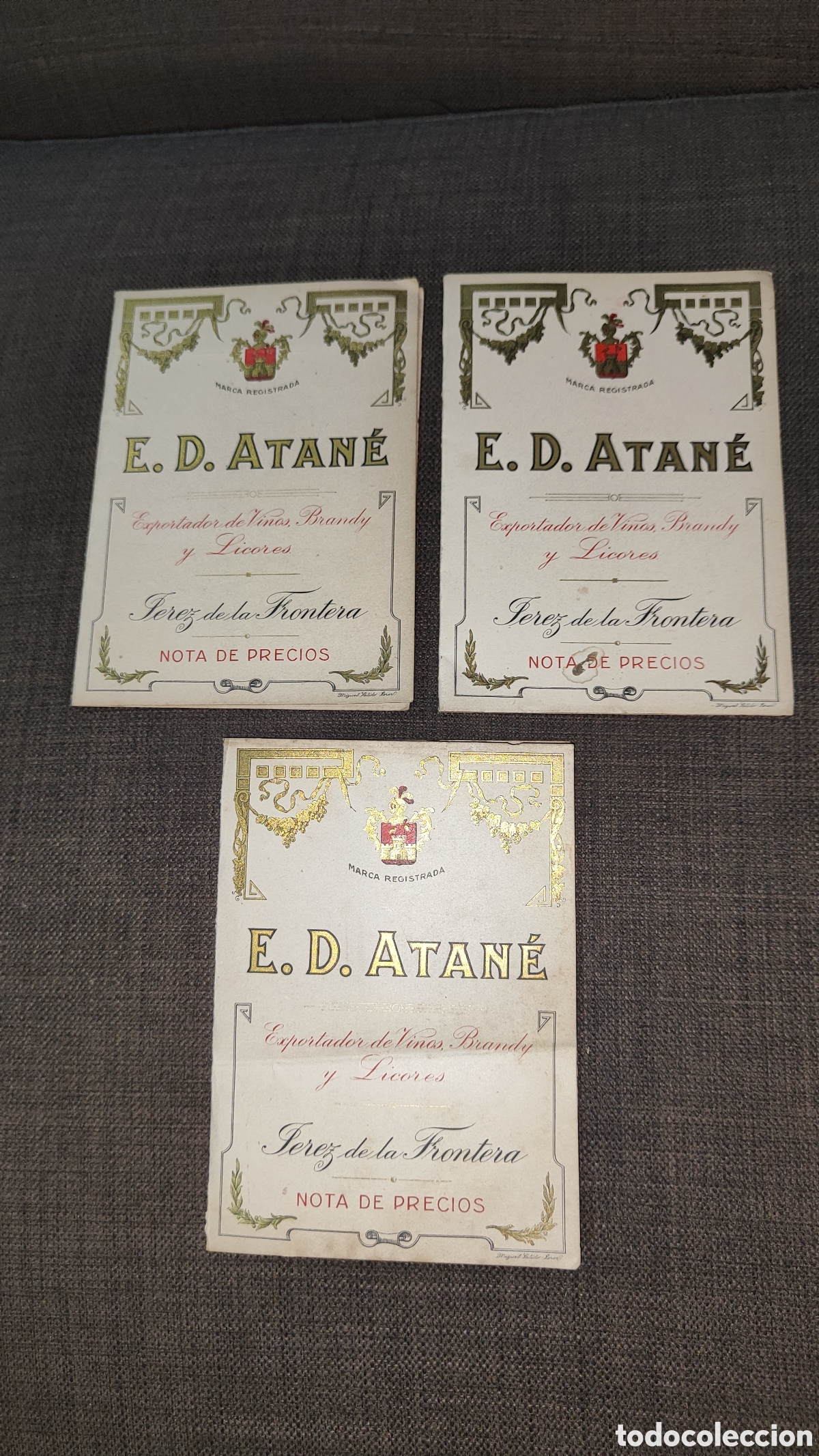 Old Labels: ETIQUETAS DE NOTAS DE PRECIOS JEREZ DE LA FRONTERA E.D. ATANE
