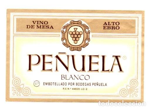 Etiquetas antiguas: ANTIGUA ETIQUETA, VINO DE MESA PE&Ntilde;UELA BLANCO, ALTO EBRO. 12 X 8 CM.