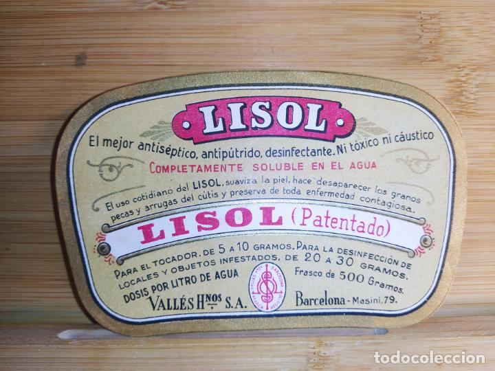 Etiquetas antiguas: LISOL-VALLES HNOS-BARCELONA-ETIQUETA ANTIGUA-VER FOTOS-(105.259)