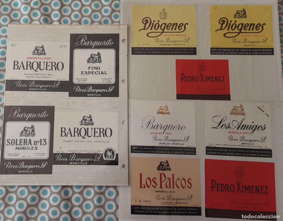 Alte Etiketten: Lote de 22 etiquetas de Bodegas P&Eacute;REZ BARQUERO, en perfecto estado, MONTILLA, C&oacute;rdoba